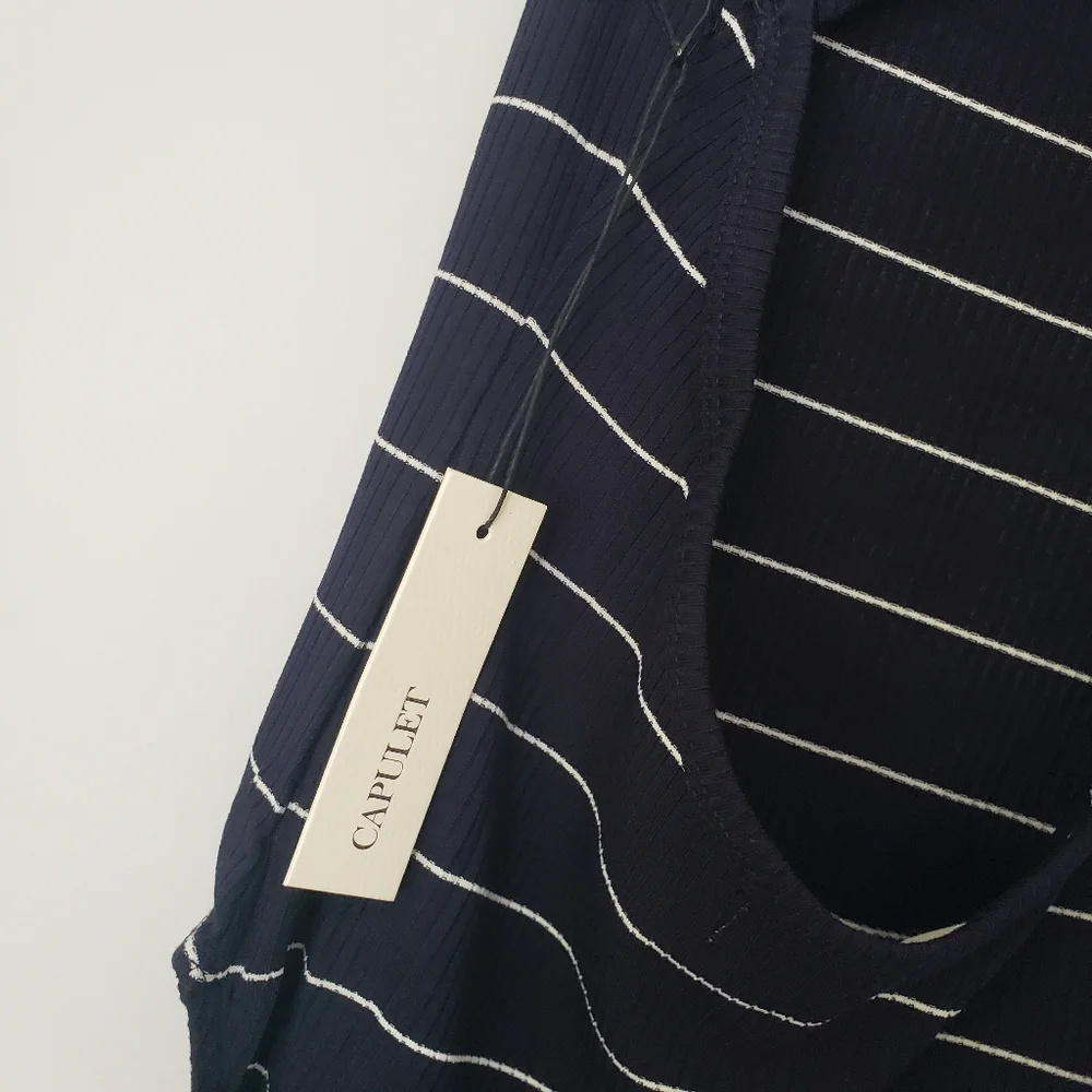 Capulet Buona Scoop Back Bodysuit in Navy Stripe - Picture 9 of 11